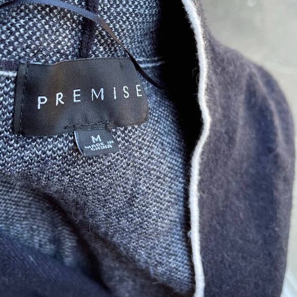 Premise Womens Medium Navy Blue Open Front Cardigan Sweater Pockets Blend - Picture 3 of 10